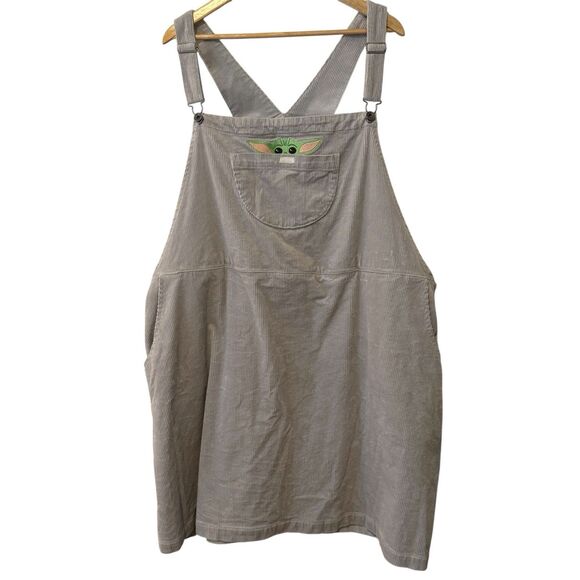 Star Wars Her Universe Plus Size 5 3x Grogu Yoda Corduroy Overall Skirtall Gray - Picture 1 of 9